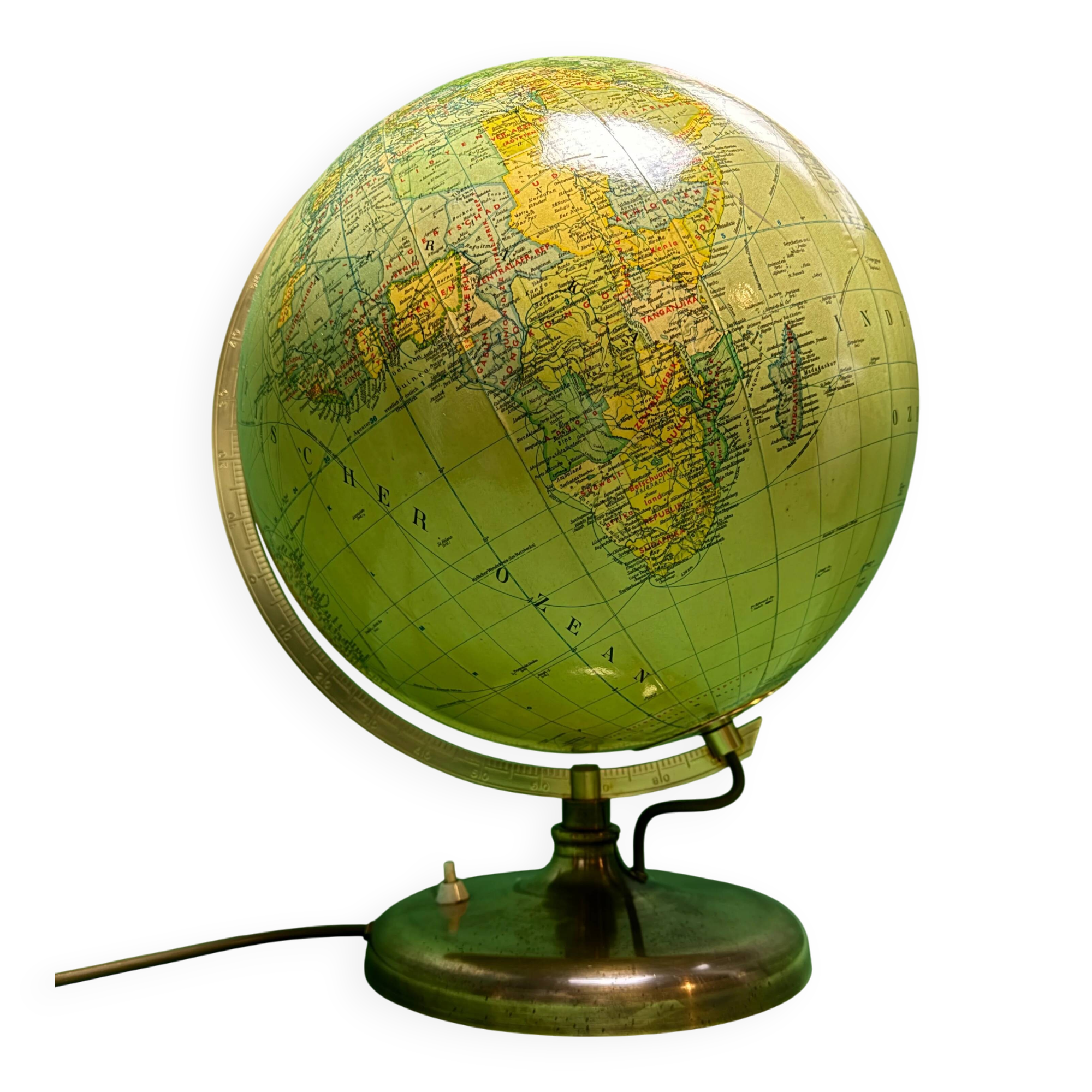 Vintage 1960s German glass globe lamp by JRO Globus Munchen