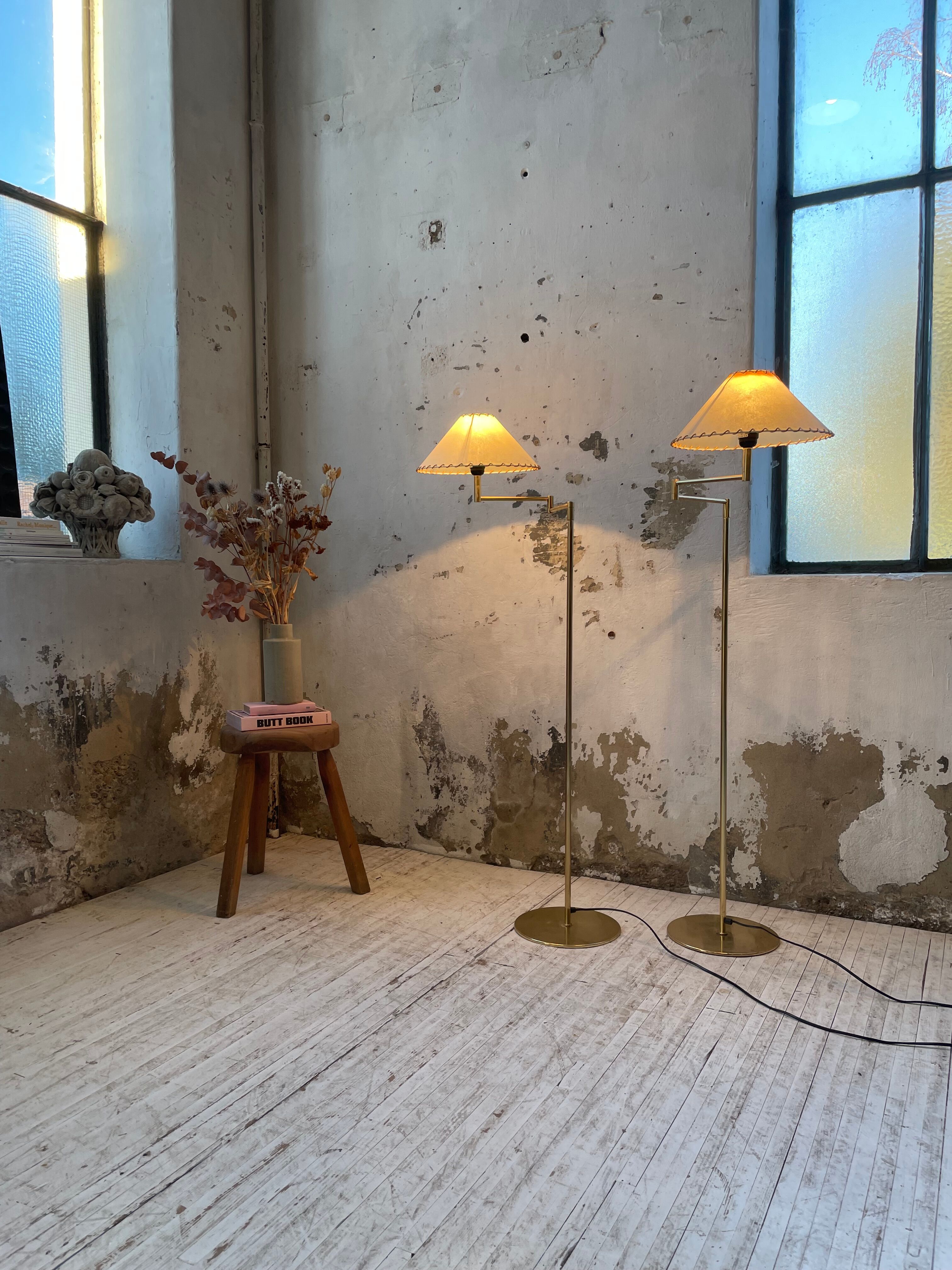 Pair of SCE floor lamps articulated brass 70s