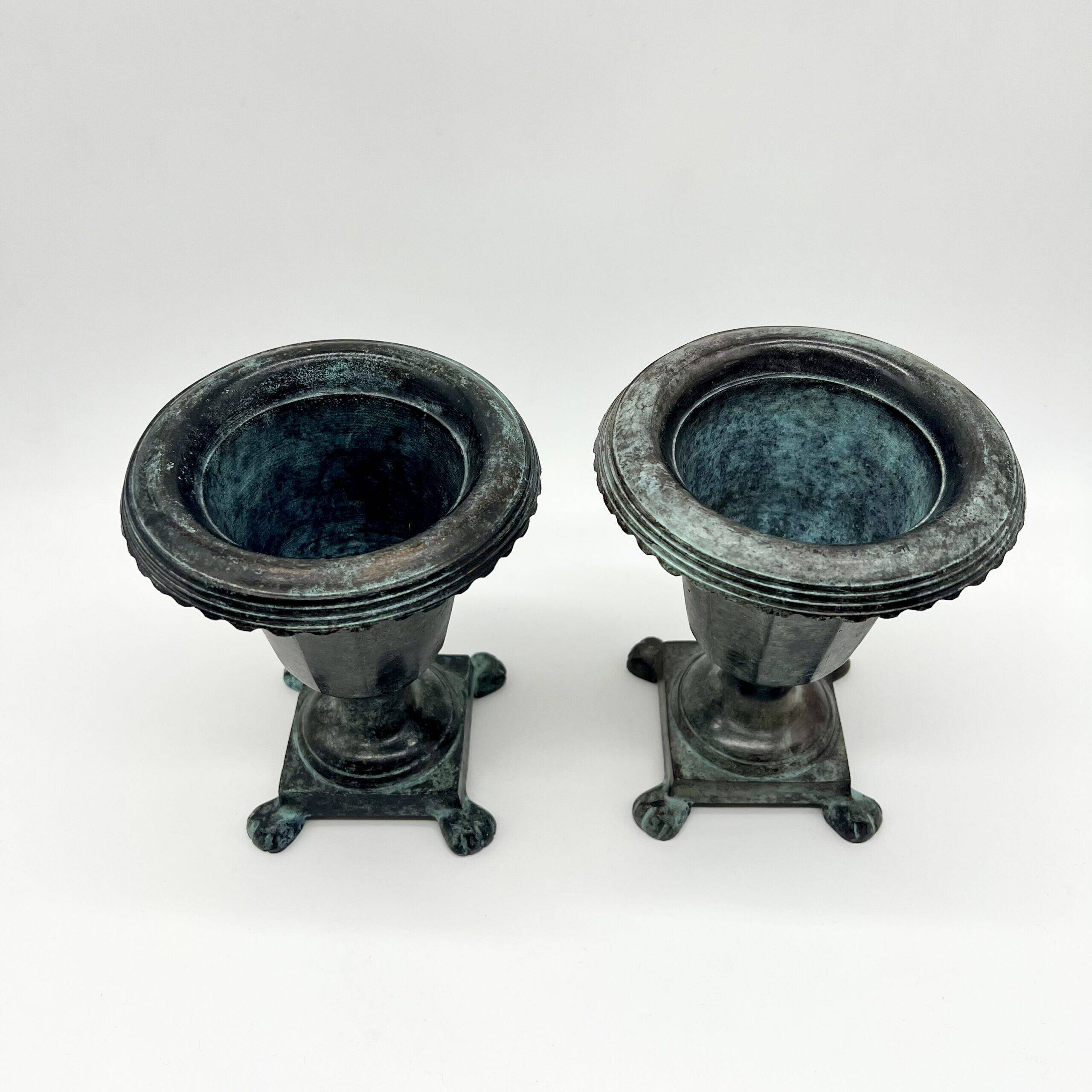 Pair of "Médicis" vases in verdigris – 1950s