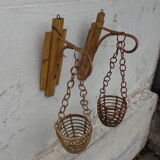 Pair of bamboo sconces for plants