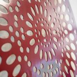 Square wall lamp in red wood and rice paper, prod. Steelline 1980