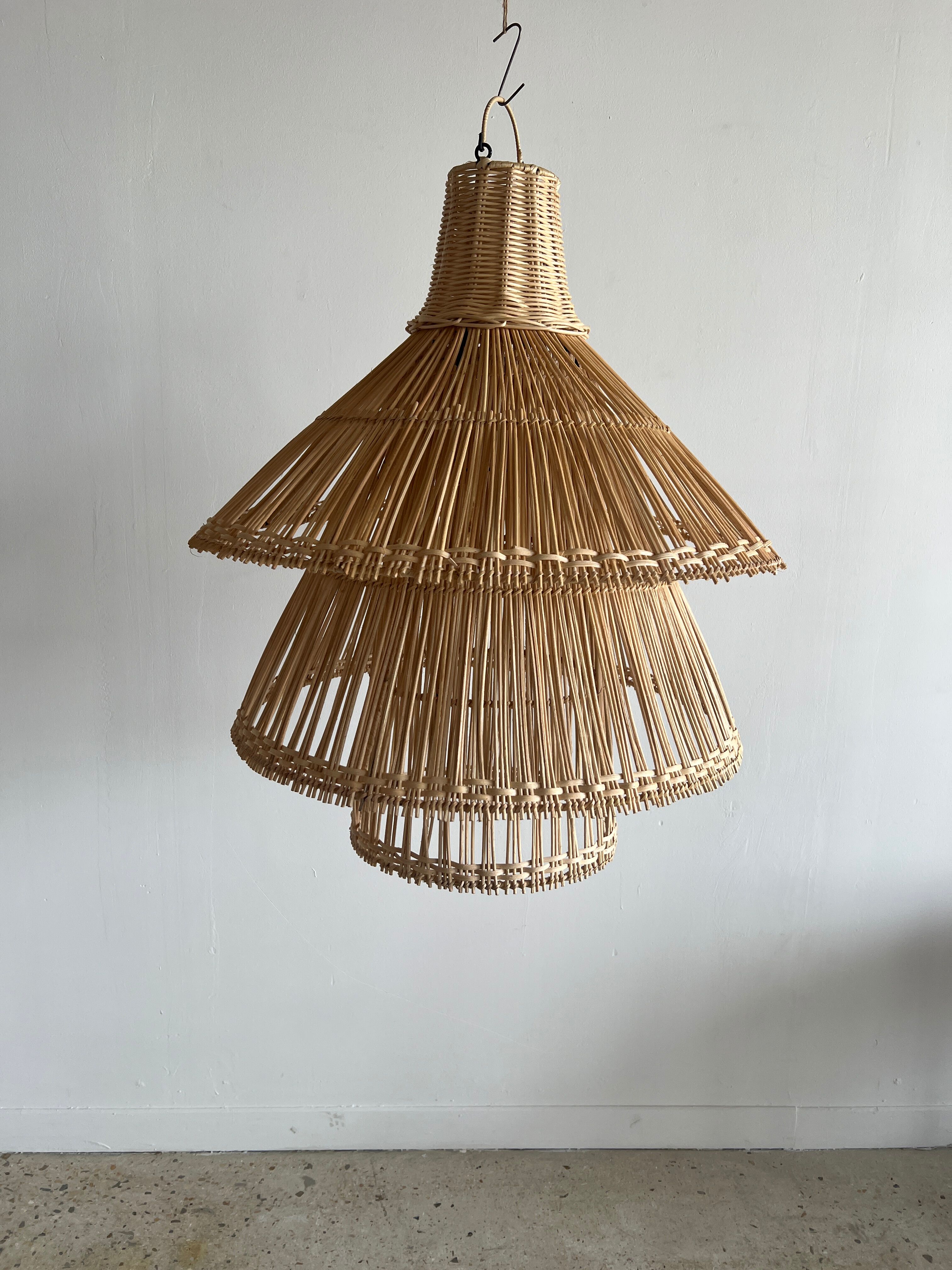 Rattan pendant lamp or light in the shape of an Asian lantern