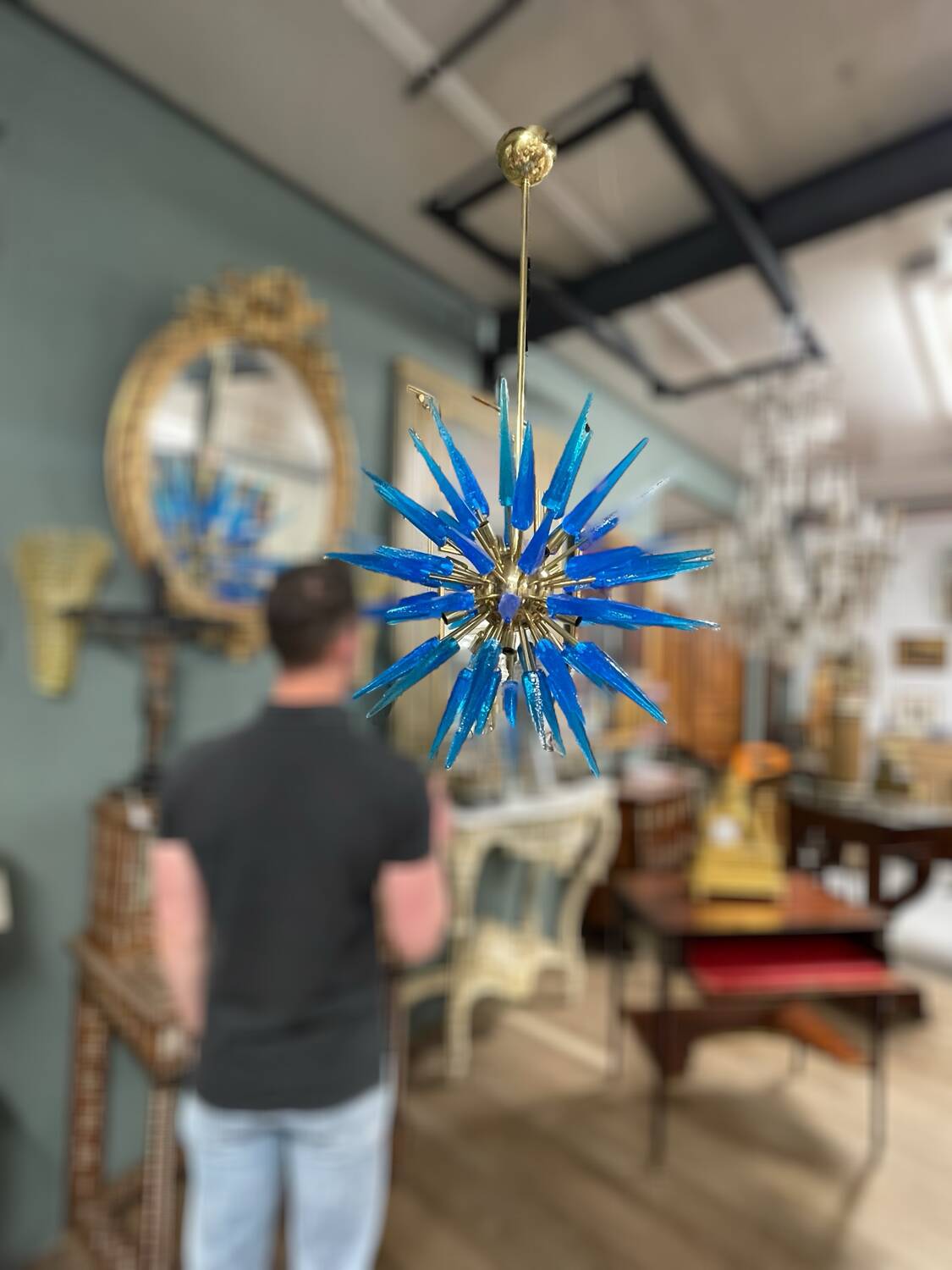 Large murano glass chandelier sputnik style 12 lights