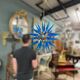 Large murano glass chandelier sputnik style 12 lights
