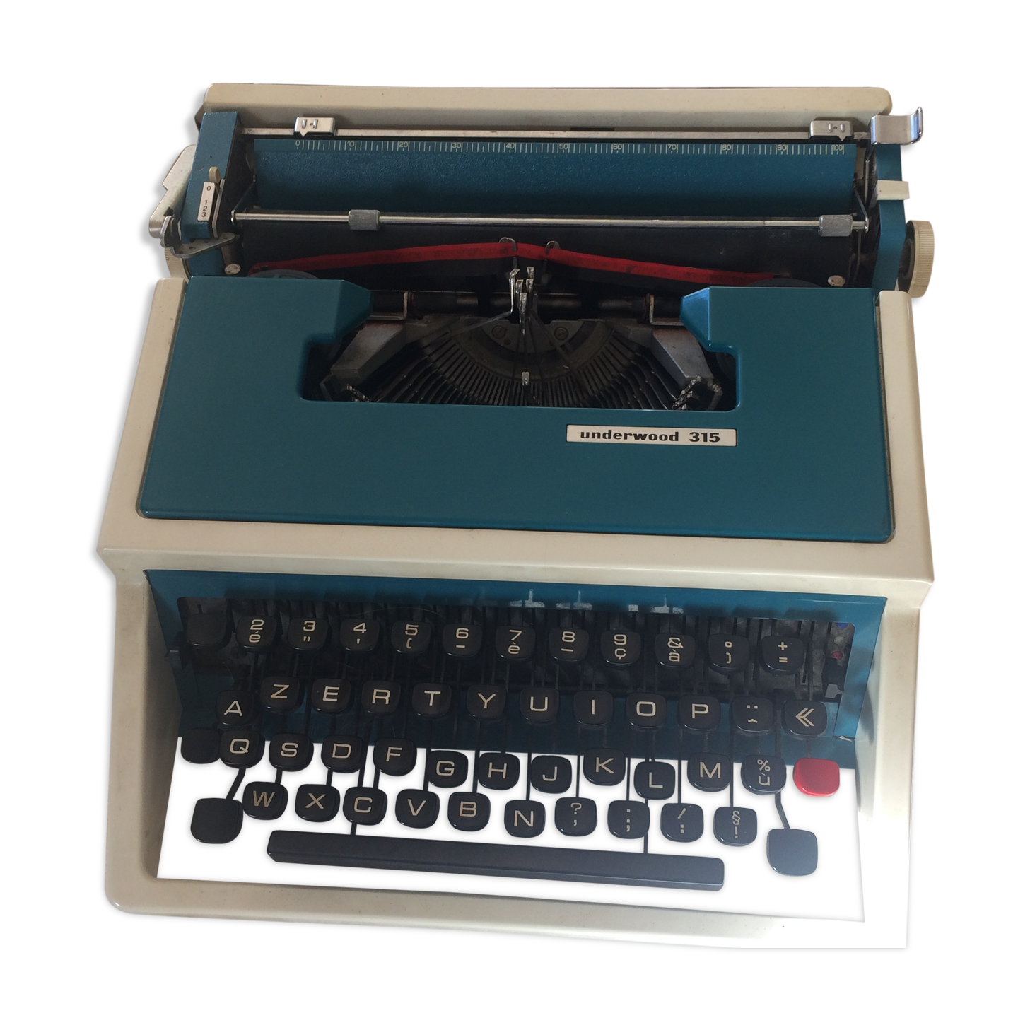 Write machine underwood 315 blue in his briefcase