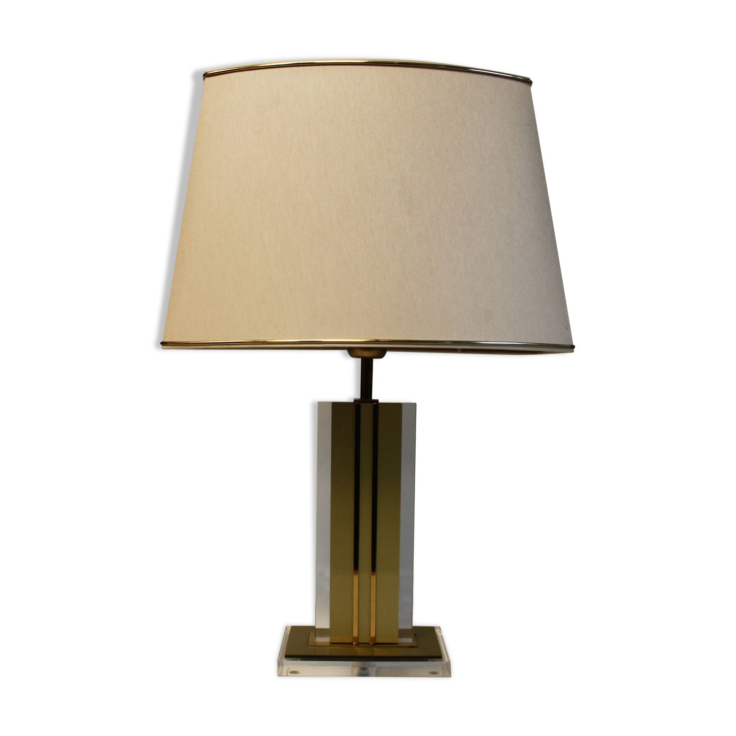 Table lamp in lucite and brass in Hollywood Regency style from the 70s.