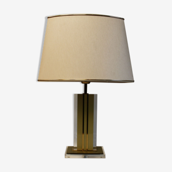 Table lamp in lucite and brass style Hollywood Regency 70's