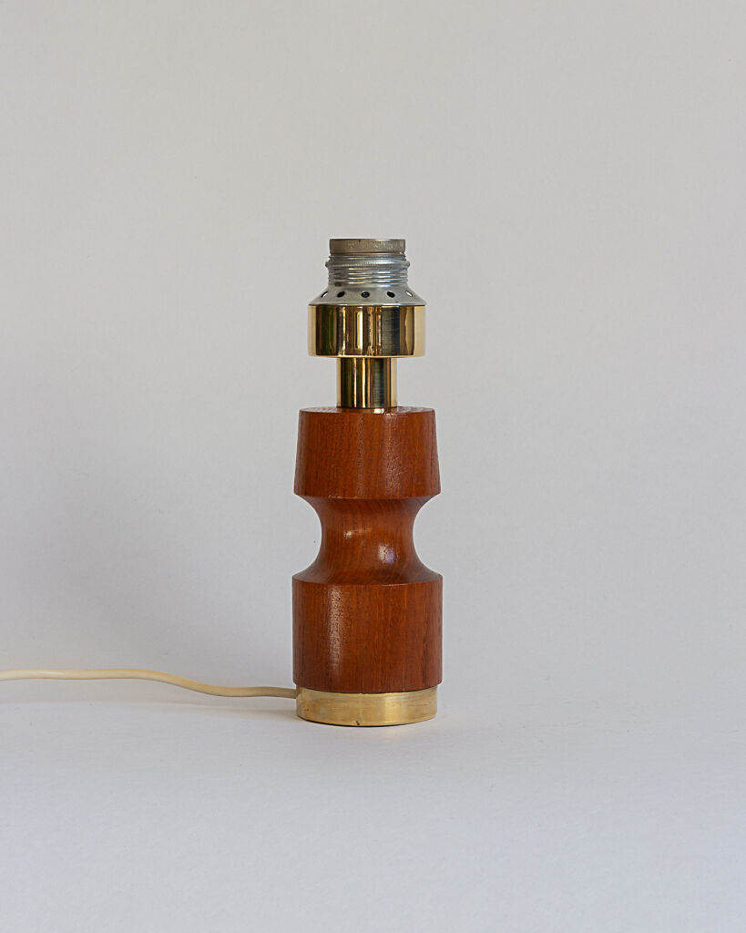 Teak wood and brass lamp base from the 60s