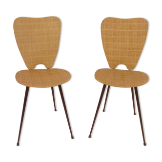 Paire de chaises à pieds compas - vintage des années 60
