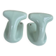 Set of two Green Porcelain Coat Hooks