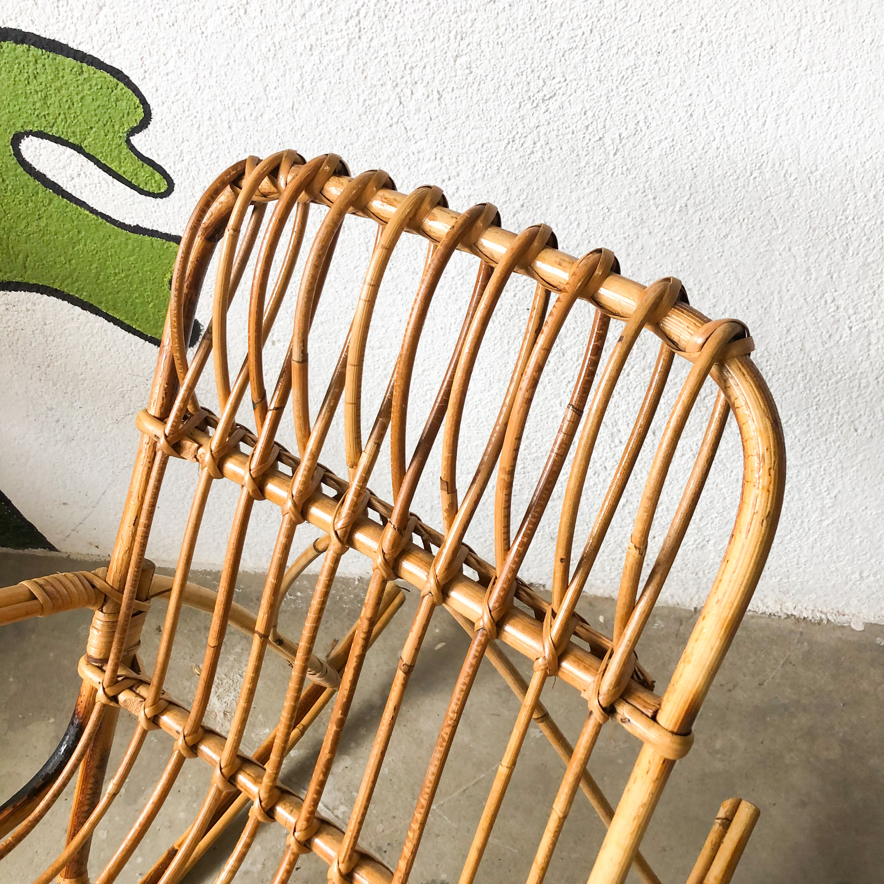 Vintage rattan child rocking chair
