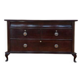 Low chest of drawers - English TV cabinet in Cheppendeale mahogany