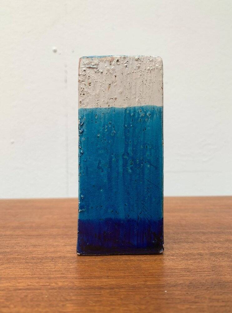Mid-century Italian blue and white minimalist vase by Bitossi, 1960s.