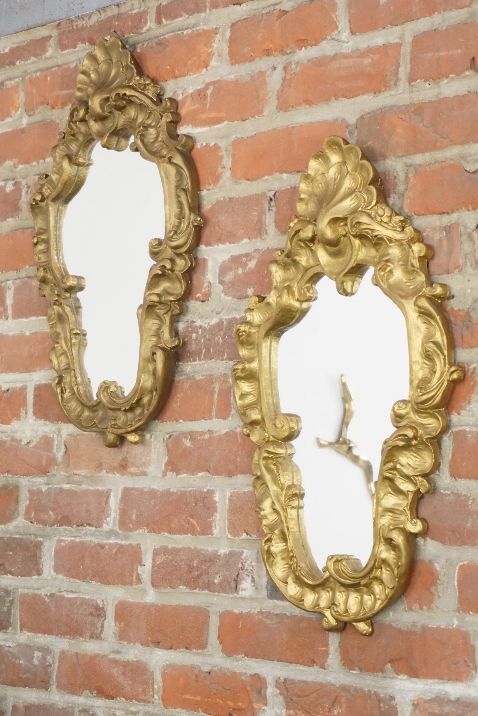 Pair of old rock mirrors in plaster - 59x38cm