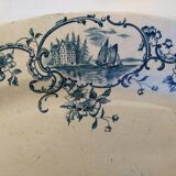 Old serving dish floral and maritime decoration
