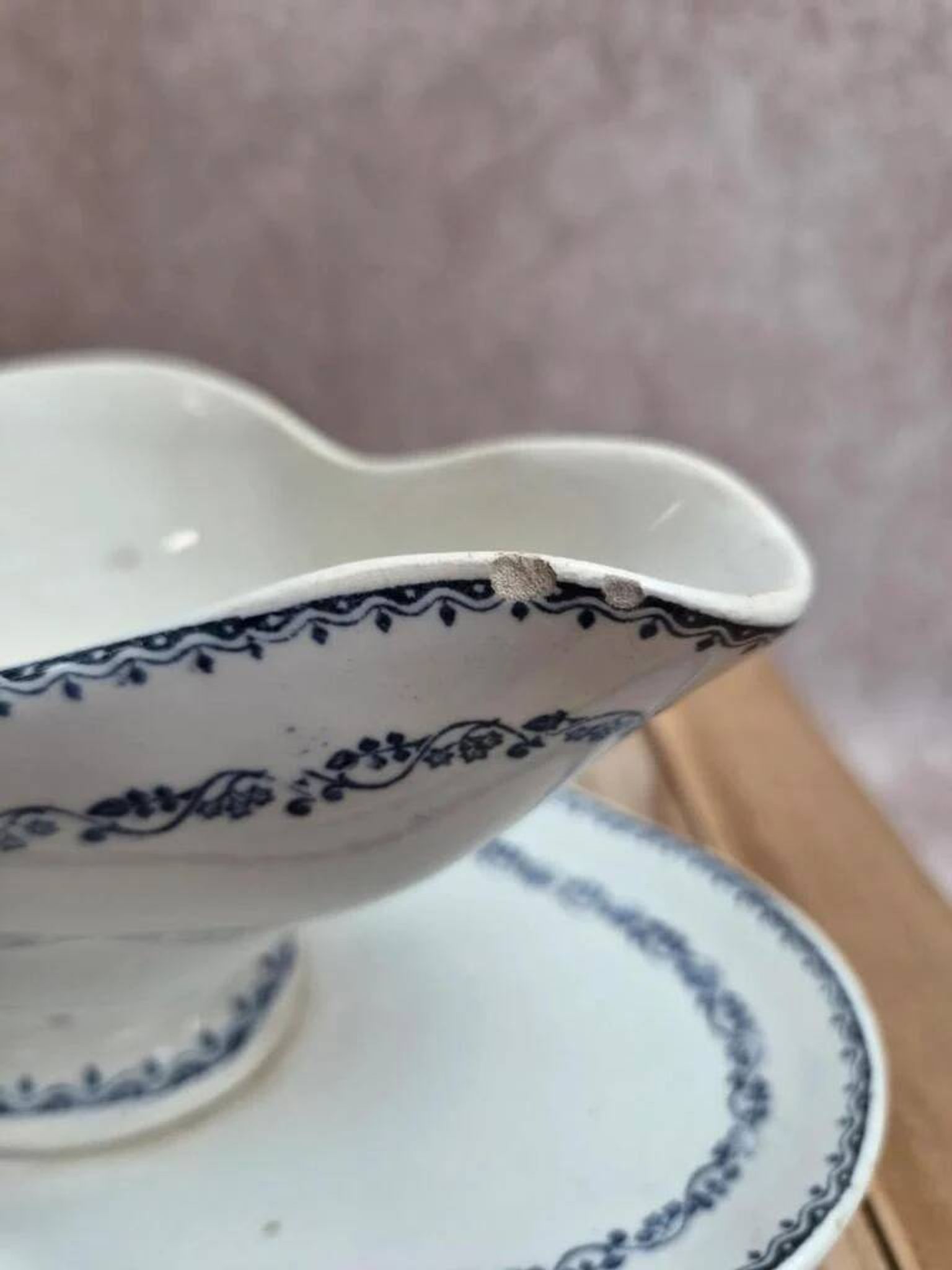 Large antique sauceboat Gien – Ironstone – Dreux model