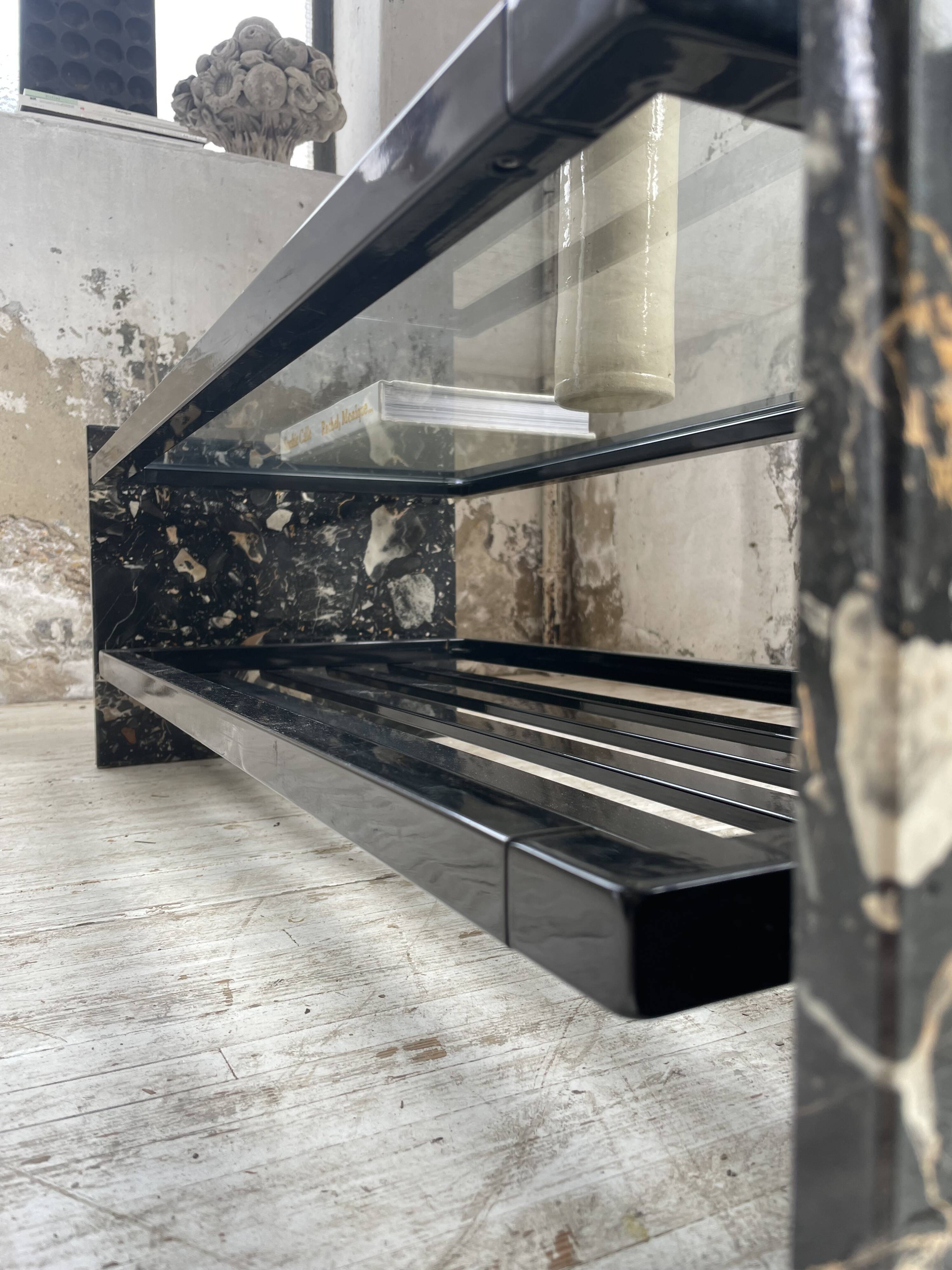 80s Italian marble and glass coffee table