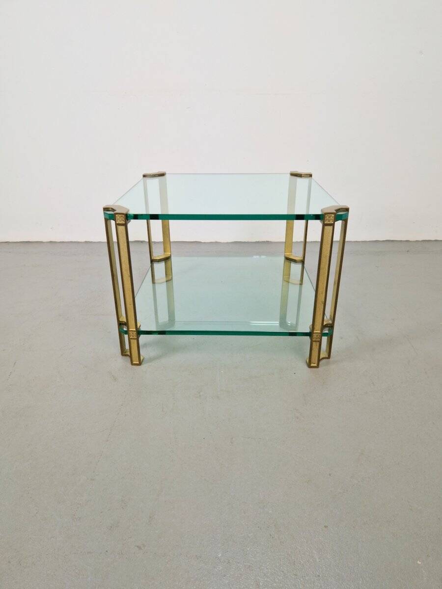 T24 Coffee Table in Brass with Double Glass Tops by Peter Ghyczy, 1970s