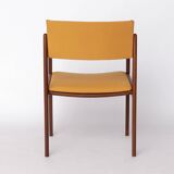 Vintage Thonet Armchair, 1970s–1980s, Teak Wood Frame, Peach Fabric Upholst