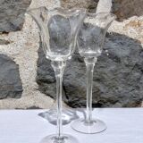 Pair of flower candlesticks on foot