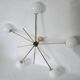 Chandelier Stilnovo, années 1960, laiton et verre, 5 points lumineux