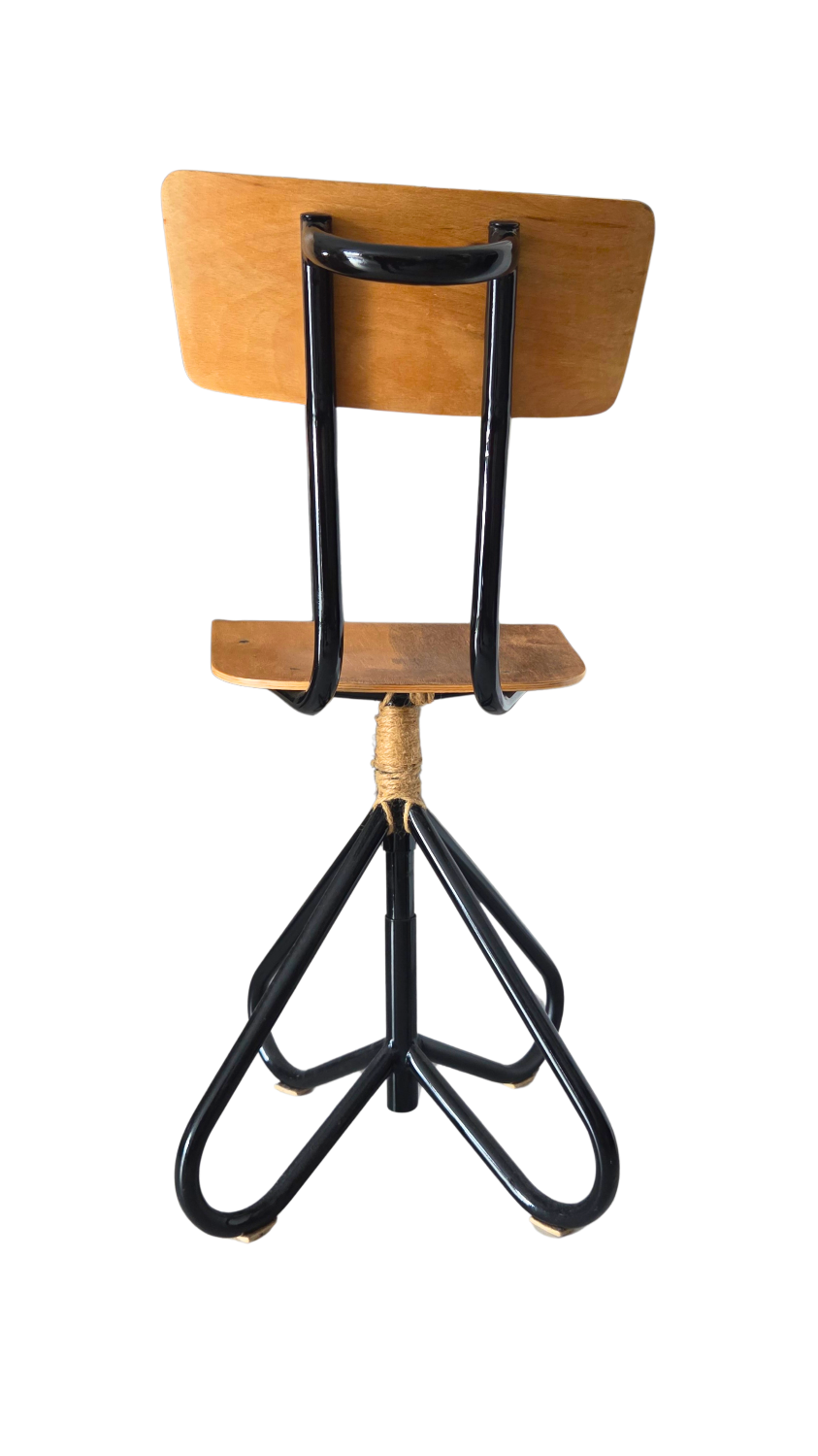 Vintage wooden and metal swivel workshop chair - Restoration project