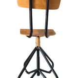 Vintage wooden and metal swivel workshop chair - Restoration project