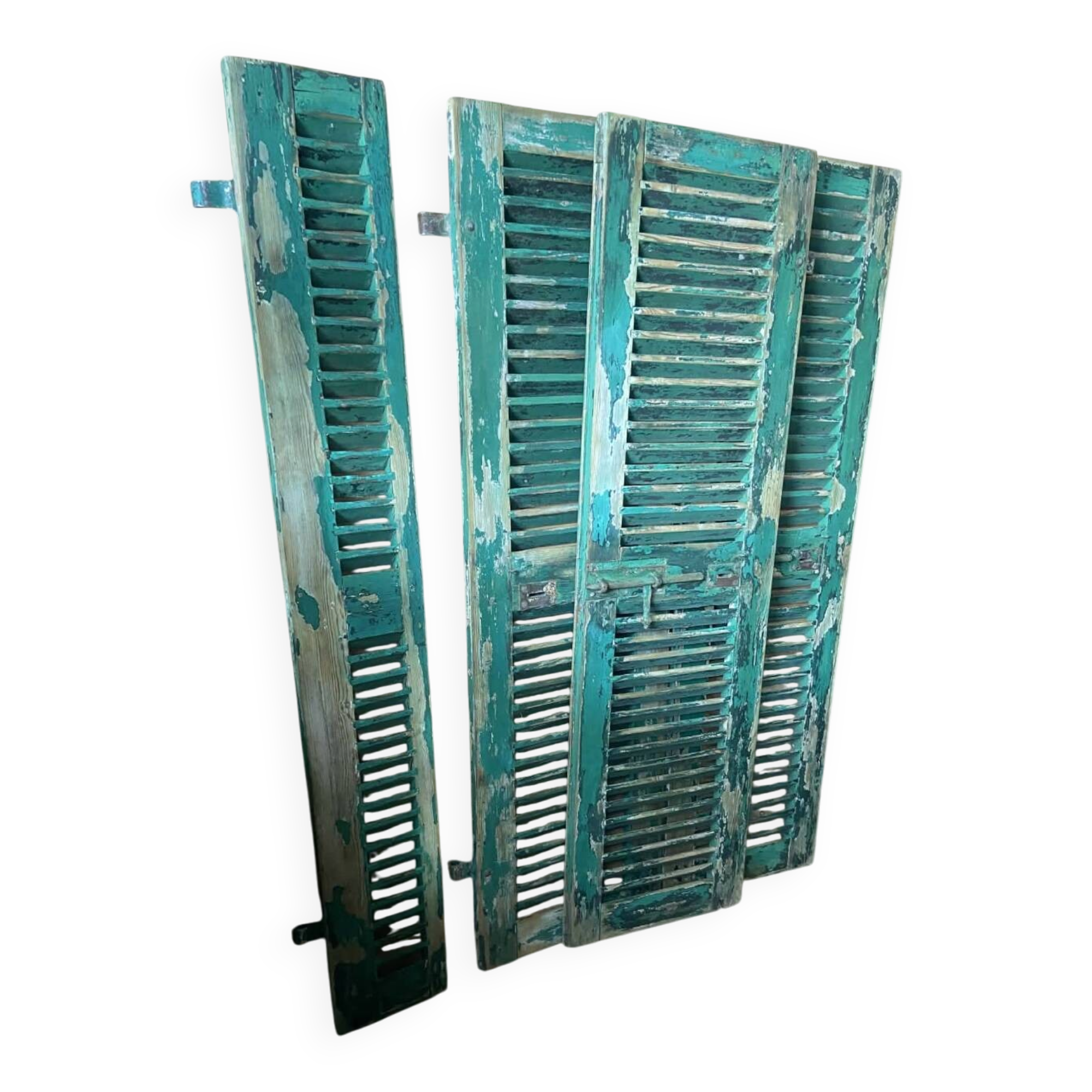 Old green shutter blinds