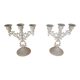Pair candlesticks candlesticks 3 fires patina linen
