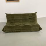 Vintage 2 and 3 seater green velvet togo set