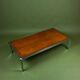 Vintage 1970s coffee table in chrome and burl wood.
