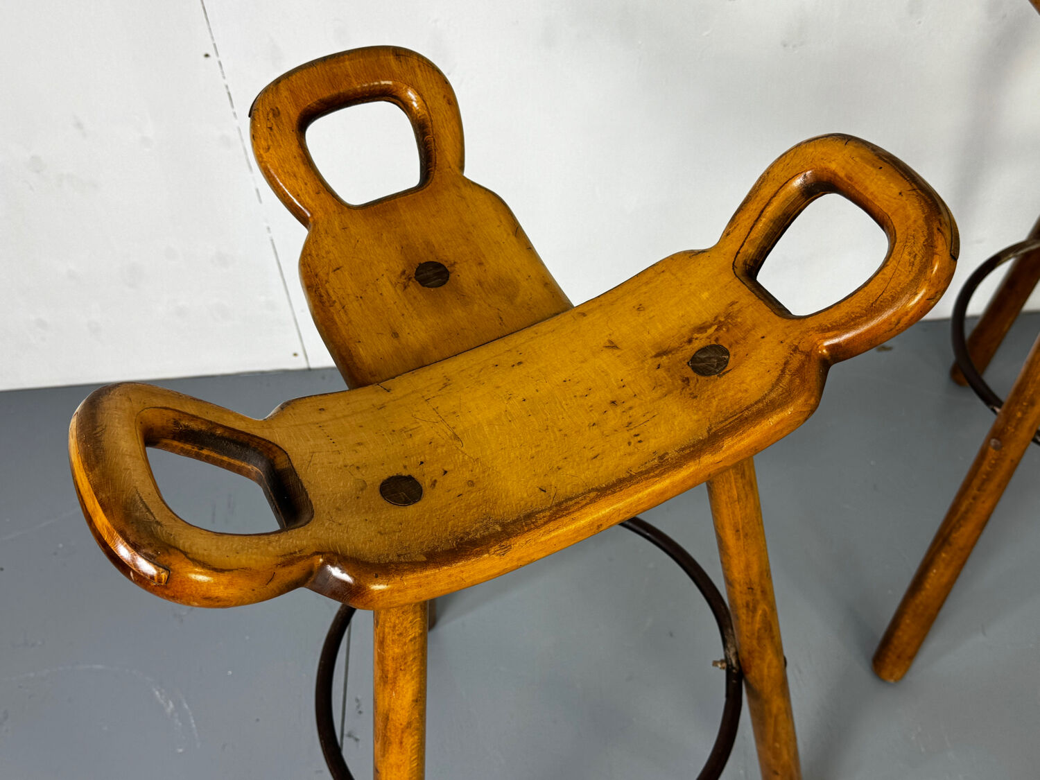 Set of 3 Brutalist Marbella Bar Stools by Sergio Rodrigues, 1960s