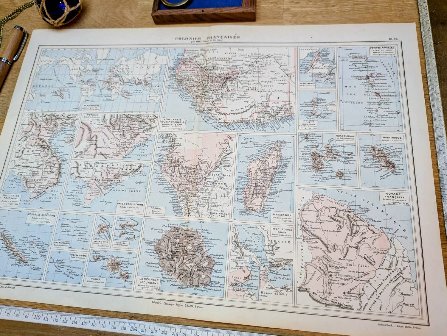 The French Empire, original map printed in 1892.