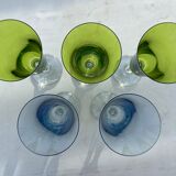 5 colorful champagne flutes