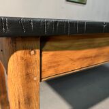 Oak farmhouse table, black top