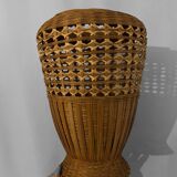 Vase, cache-pot vintage en rotin