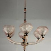 Venetian chandelier in pink Murano glass, circa 1930