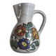 Pichet fleuri en céramique emaillée vallauris décor main