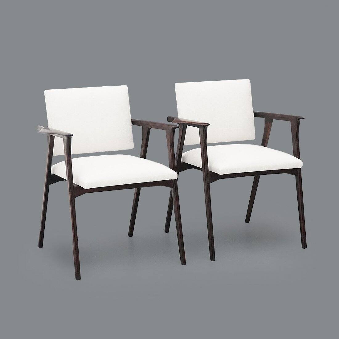 Vintage chaise longues with wooden armrests, 1950s, set of 2