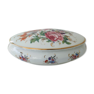 Limoges porcelain candy box decorated with roses