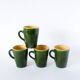 Set of 4 green mugs in glazed stoneware, ceramic, 1970