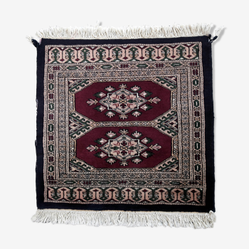 Vintage carpet uzbek bukhara handmade 55cm x 65cm 1970s