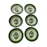 6 flat plates tulip pattern, longwy. Art deco