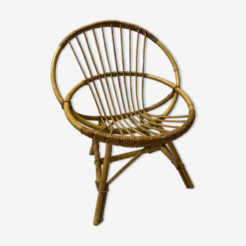 Fauteuil en rotin coquille enfant