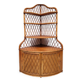Vintage corner bookcase in bamboo and rattan 1960s