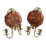 Pair of Napoleon 3 wall lights in copper and brass