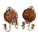Pair of Napoleon 3 wall lights in copper and brass