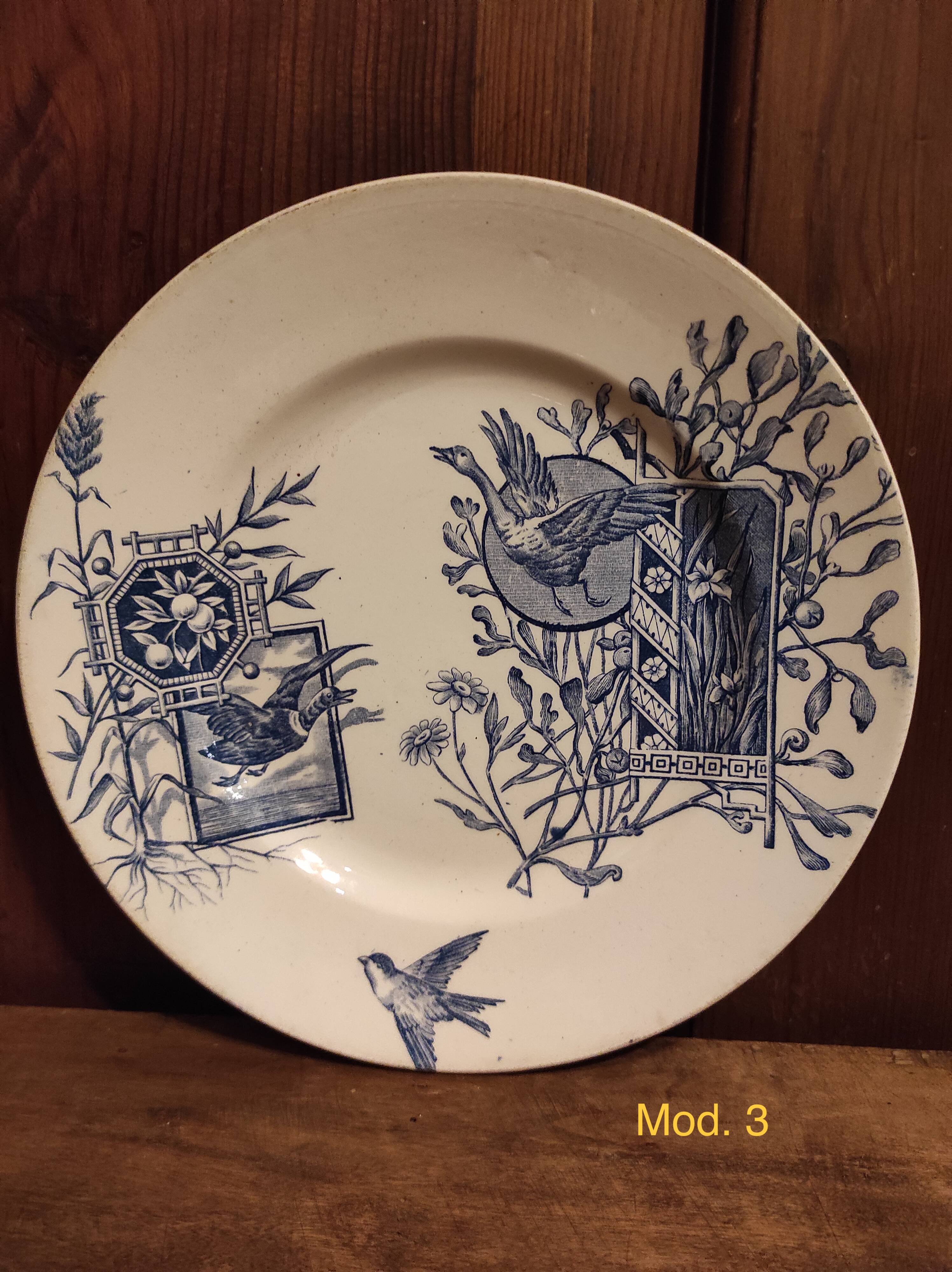 French vintage dessert plate, R. Lafitte, Terre de Fer, Salins