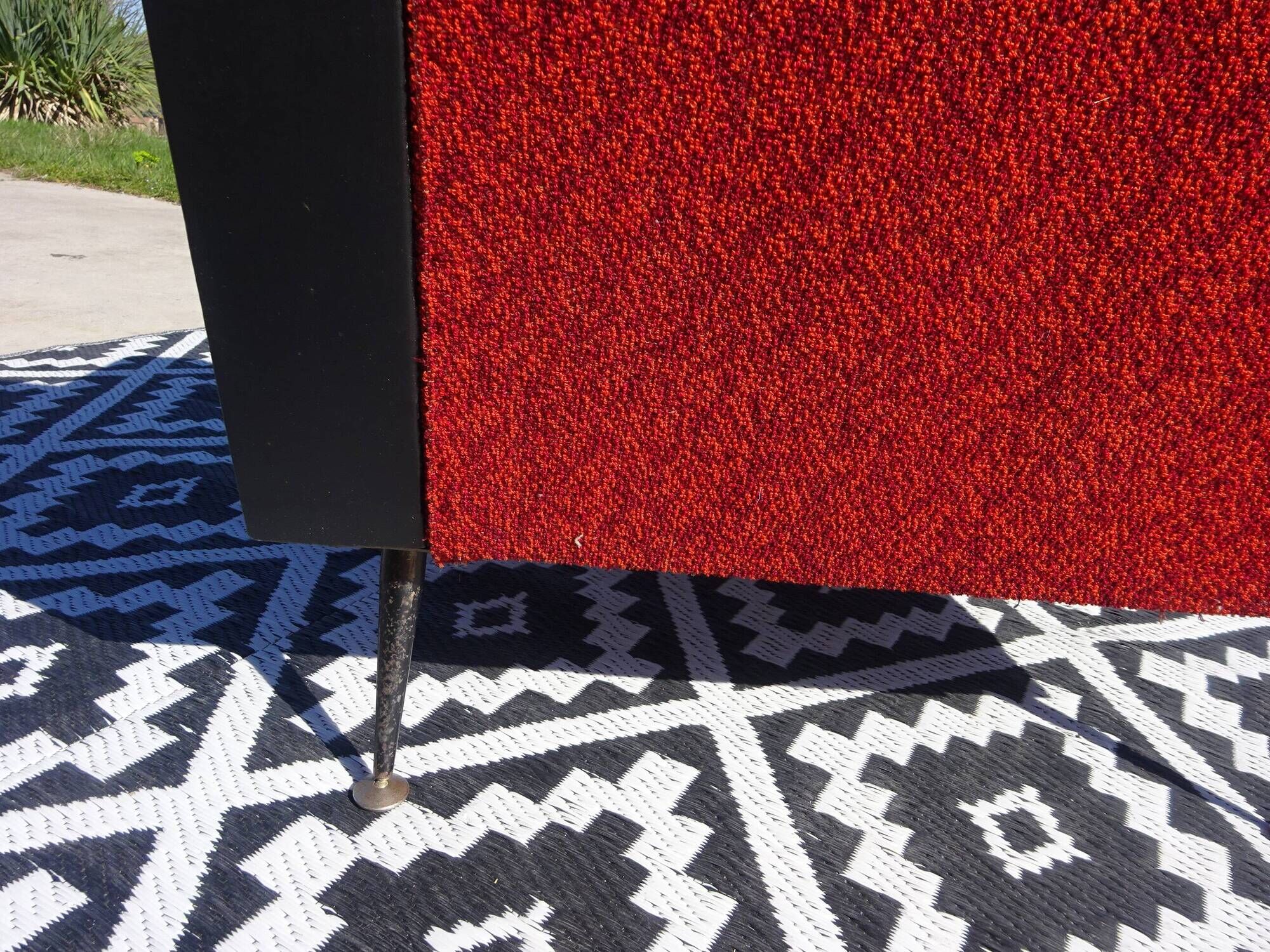 Vintage pair of red and black armchairs
