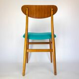 Blue wooden dining chairs, Italy 1950s